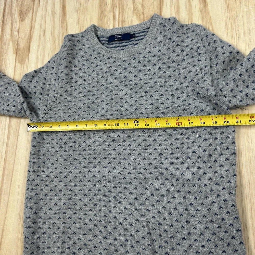 J.Crew Women's Large Gray Blue Nordic Lambswool Sweater Fair Isle Heritage